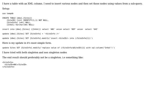 Databases: How to update xml using value from a sql query? смотреть онлайн