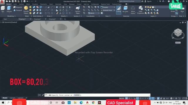 AutoCAD 3D Practice Mechanical Drawing using Box & Cylinder Command | AutoCAD 3D Modeling Mechanica смотреть онлайн