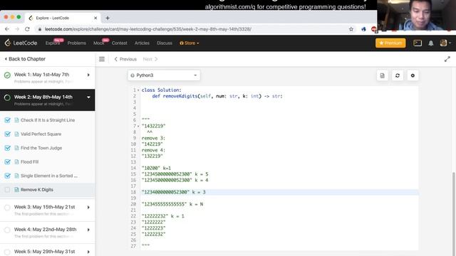 Remove K Digits (python) - Day 13/31 Leetcode May Challenge смотреть онлайн