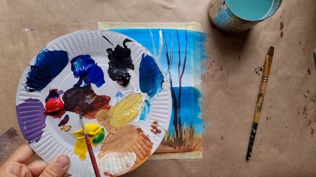 ОСЕНЬ У МОРЯ |Маленький пейзаж мечты ?Как нарисовать просто красками смотреть онлайн