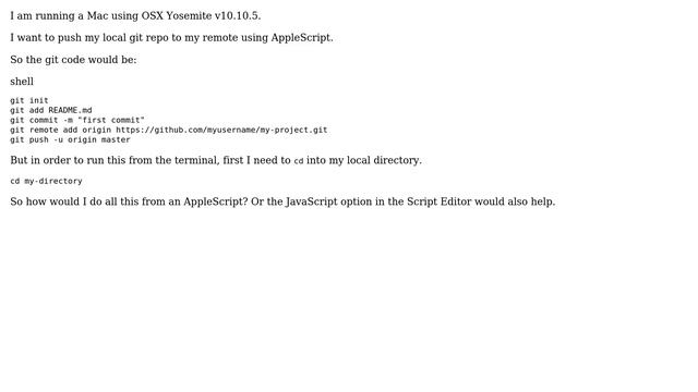Apple: How to cd into my local git repo from an AppleScript? смотреть онлайн