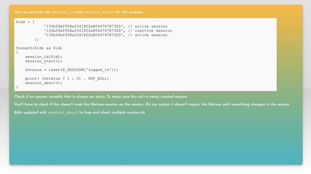 check if a PHP session known by the sessionid is active смотреть онлайн