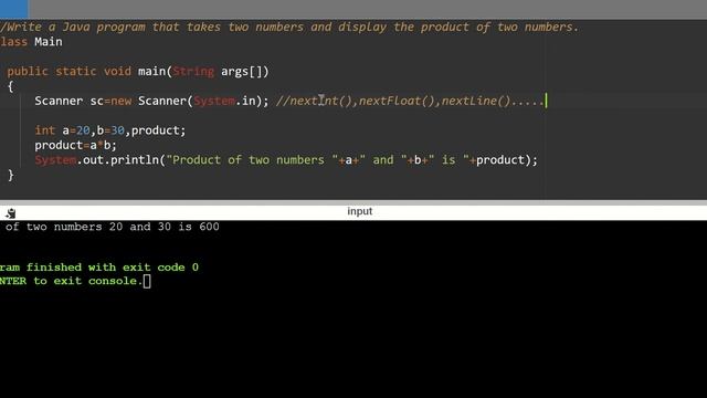 JAVA Program 2 : Product of two numbers using Scanner Class смотреть онлайн