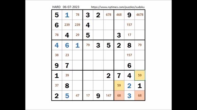 NYT HARD SUDOKU 06/07/2023 смотреть онлайн