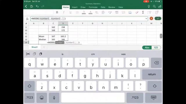 Microsoft Excel Tutorial for iPads - mean, median, mode, range. смотреть онлайн