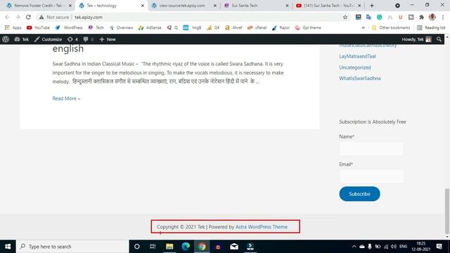 How To Remove Footer Cedit Of Any WordPress Theme || Hindi || Sur Sarita Tech смотреть онлайн