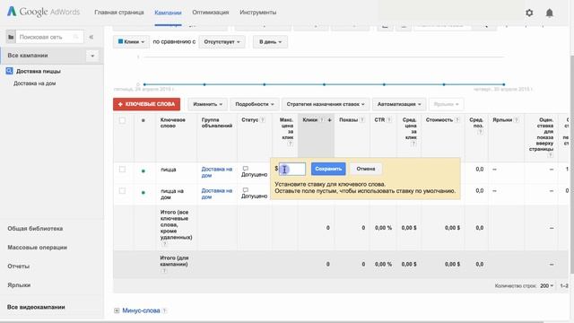 Управление аккаунтом AdWords: Как изменить ставки для ключевых слов? смотреть онлайн
