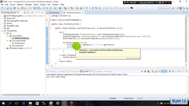 Use FileOutputStream - Tạo, Sửa file với FileOutputStream, OutputStreamWriter BufferedWriter Java смотреть онлайн