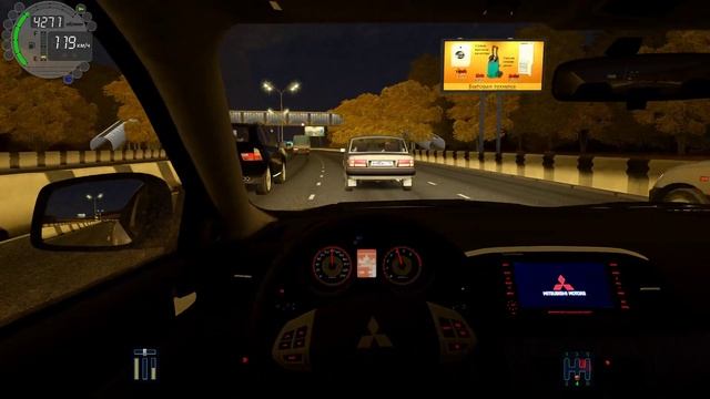 City Car Driving - Mitsubishi Lancer X | Fast night driving смотреть онлайн