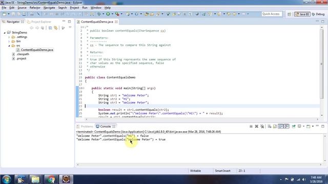 Java String [contentEquals(CharSequence cs) method] | Java Tutorial смотреть онлайн
