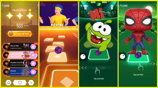 Sheriff Labrador 🆚 Pocoyo 🆚 OmNom 🆚 Funko Pop Marvel | Cocomelon Tiles Hop EDM Rush