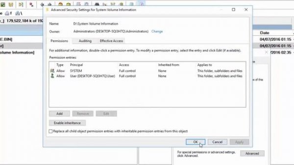 How to delete System Volume Information folder in Windows 10