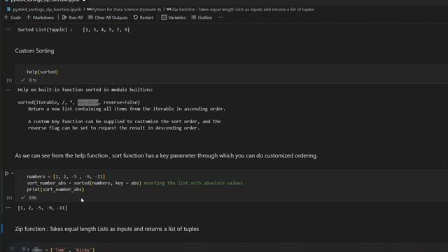 EP4: Python for Data Science : Python sorting and Zip function смотреть онлайн