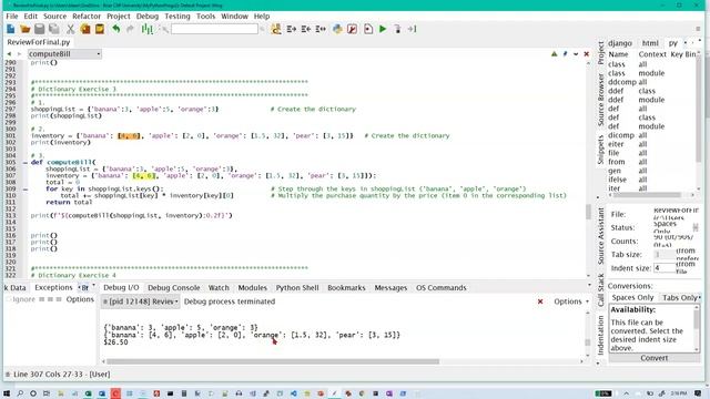 Python Review, part 6: A shopping list dictionary. смотреть онлайн