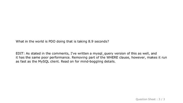 MySQL : PHP takes 90x longer to run query than MySQL client смотреть онлайн