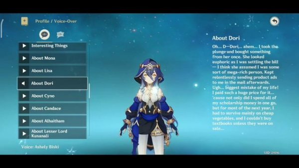 Layla - All Voice Lines [Voice Over] (English) - Genshin Impact ~ M0har1b