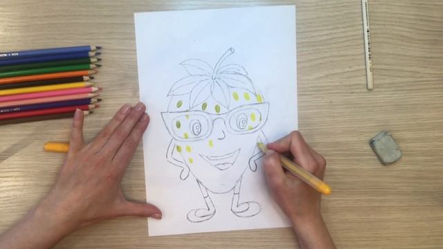 Клубника рисунок. Клубника рисунок для детей. Как нарисовать КЛУБНИКУ. КАРАНДАШИ И КРАСКИ. смотреть онлайн