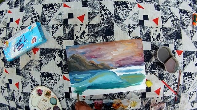 Как нарисовать море и горы? смотреть онлайн