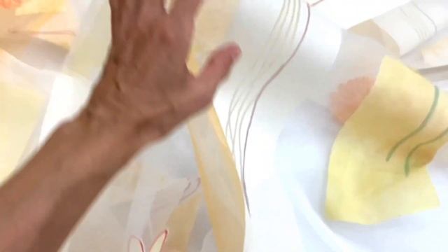 Стильный оранжево-жёлтый тюль для кухни и столовой с хлопком. Ткань тюлевая арт.VEMA 8 смотреть онлайн