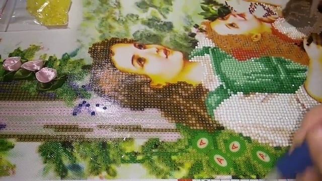 Алмазная мозаика. Иисус с детьми. Картина с лентами. Процесс. смотреть онлайн