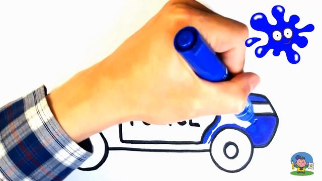 Как нарисовать ПОЛИЦЕЙСКУЮ МАШИНУ / Мультик Раскраска ПОЛИЦЕЙСКАЯ МАШИНА / How to draw a Police Car смотреть онлайн