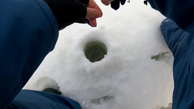 КРУПНЫЙ ОКУНЬ С ПЕРВОЙ ЛУНКИ!Ловил Плотву,а наловил Окуня) смотреть онлайн