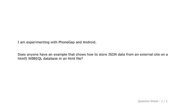 HTML : PhoneGap - JSON Data storing locally on the device смотреть онлайн