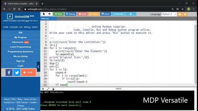 How to do a program to Display the Duplicate and Unique Elements In a List In Python - MDP Versatil смотреть онлайн