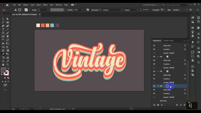 How to Create a Retro Text Effect in Adobe Illustrator. смотреть онлайн