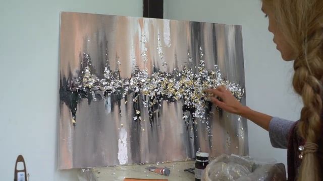 Поталь. Как я рисую абстракцию. Leaf Art Tutorial. Как рисуют курс биткоина :) . смотреть онлайн