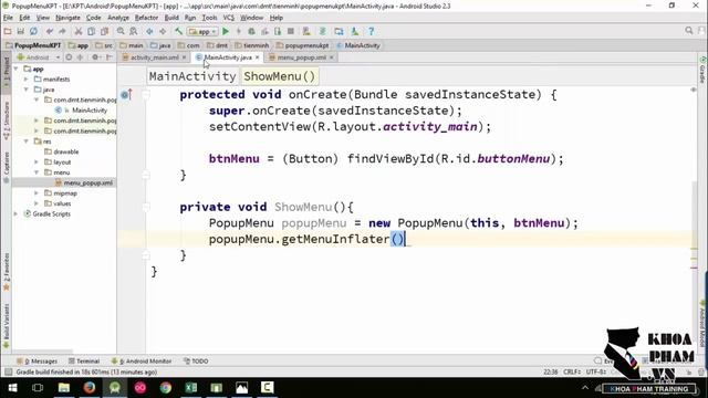 Lập trình Android A-Z - Bài 66: Popup Menu смотреть онлайн
