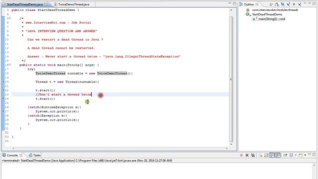 JAVA ILLEGALTHREADSTATEEXCEPTION DEMO смотреть онлайн