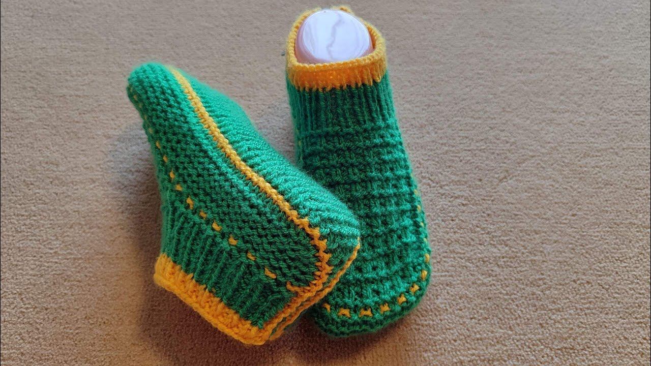 Очень симпатичные тапочки , связаны простым узором. смотреть онлайн