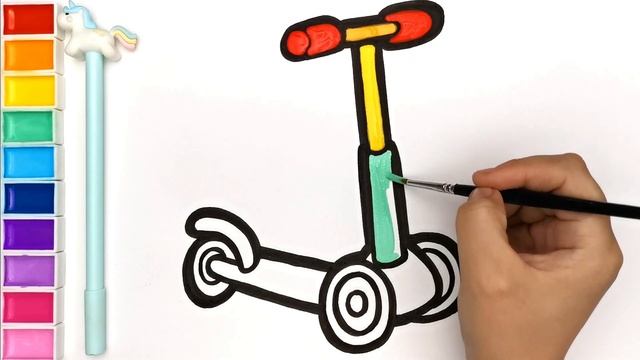 Menggambar Dan Mewarnai Skuter Untuk Anak-anak | Scooter Coloring Page For Kids and Toddlers смотреть онлайн