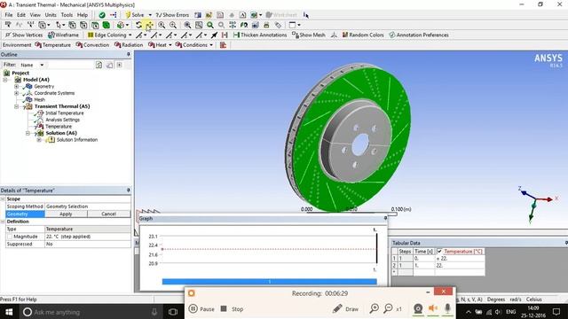 ANSYS: TRANSIENT THERMAL Four wheel disk break analysis... смотреть онлайн