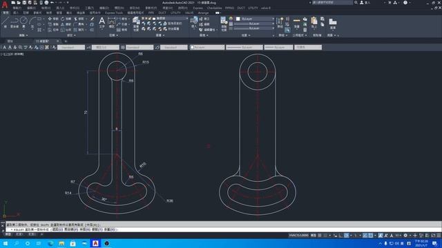 AutoCAD 2021 2D 練習圖 15 смотреть онлайн