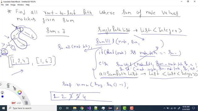 Binary Tree - 85: Find all paths from root to leaf where sum of nodes is equal to given sum смотреть онлайн