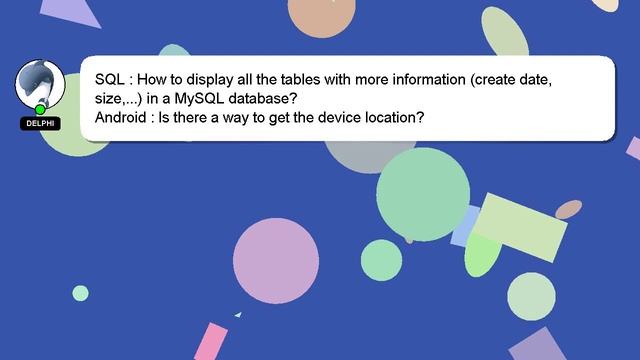 SQL : How to display all the tables with more information (create date, size,...) in a MySQL databa смотреть онлайн