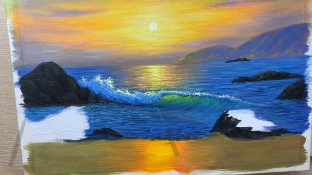 Daily Art #012 / Acrylic / Sunrise Over The Sea Painting
