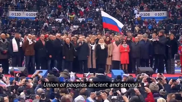 Putin and Russian Olympic Team Sing National Anthem Together смотреть онлайн