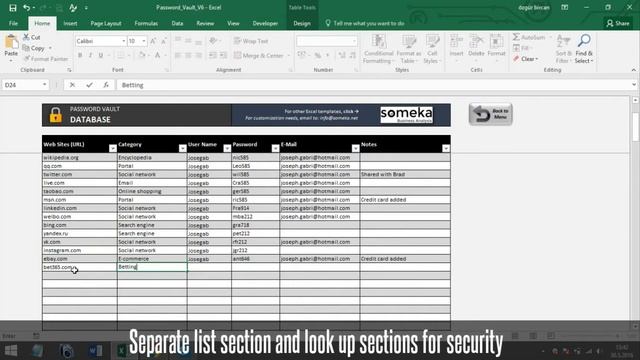 Password Keeper - Free Password List Template in Excel смотреть онлайн