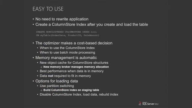 Blazing-Fast Performance: A Technical Best Practices Tour with ColumnStore Index in SQL Server 2012 смотреть онлайн