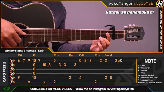 Demon Slayer: Kimetsu no Yaiba - LiSA 『炎』 HOMURA - Fingerstyle Guitar Cover + TABS Tutorial смотреть онлайн