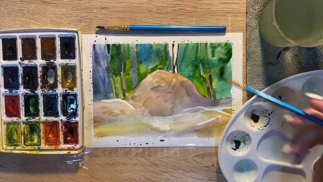 Как нарисовать муравейник карандашом и акварелью начинающим | Рисунок для детей смотреть онлайн