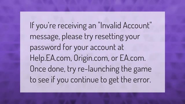 What do I do if my EA account is invalid? смотреть онлайн