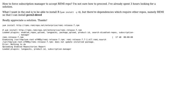 Falling to install Remi repo: RHEL 7.4 смотреть онлайн