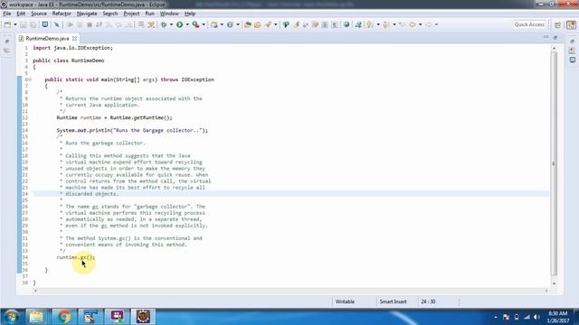Java Runtime class (gc method) | Java Tutorial смотреть онлайн