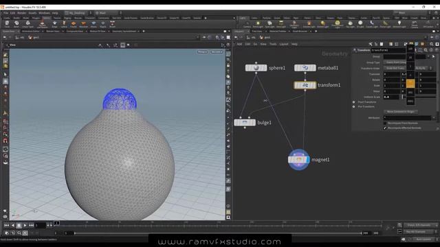 Magnet & Bulge Nodes In Houdini - مدرسه رم смотреть онлайн