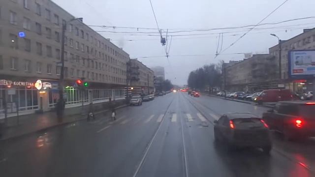 Трамвай Санкт-Петербурга 4-19: ЛМ-99К б.0435 по №61 (09.01.14) смотреть онлайн