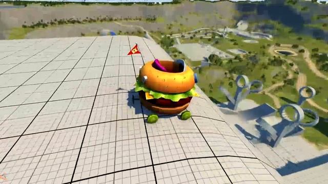 BeamNG.Drive Alpha - SpongeBob SquarePants Krabby Patty Car (Patty Wagon Mod) HD смотреть онлайн